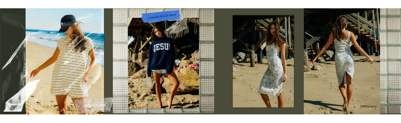 Homepage banner featuring clothing promotions, new arrivals, and special offers.