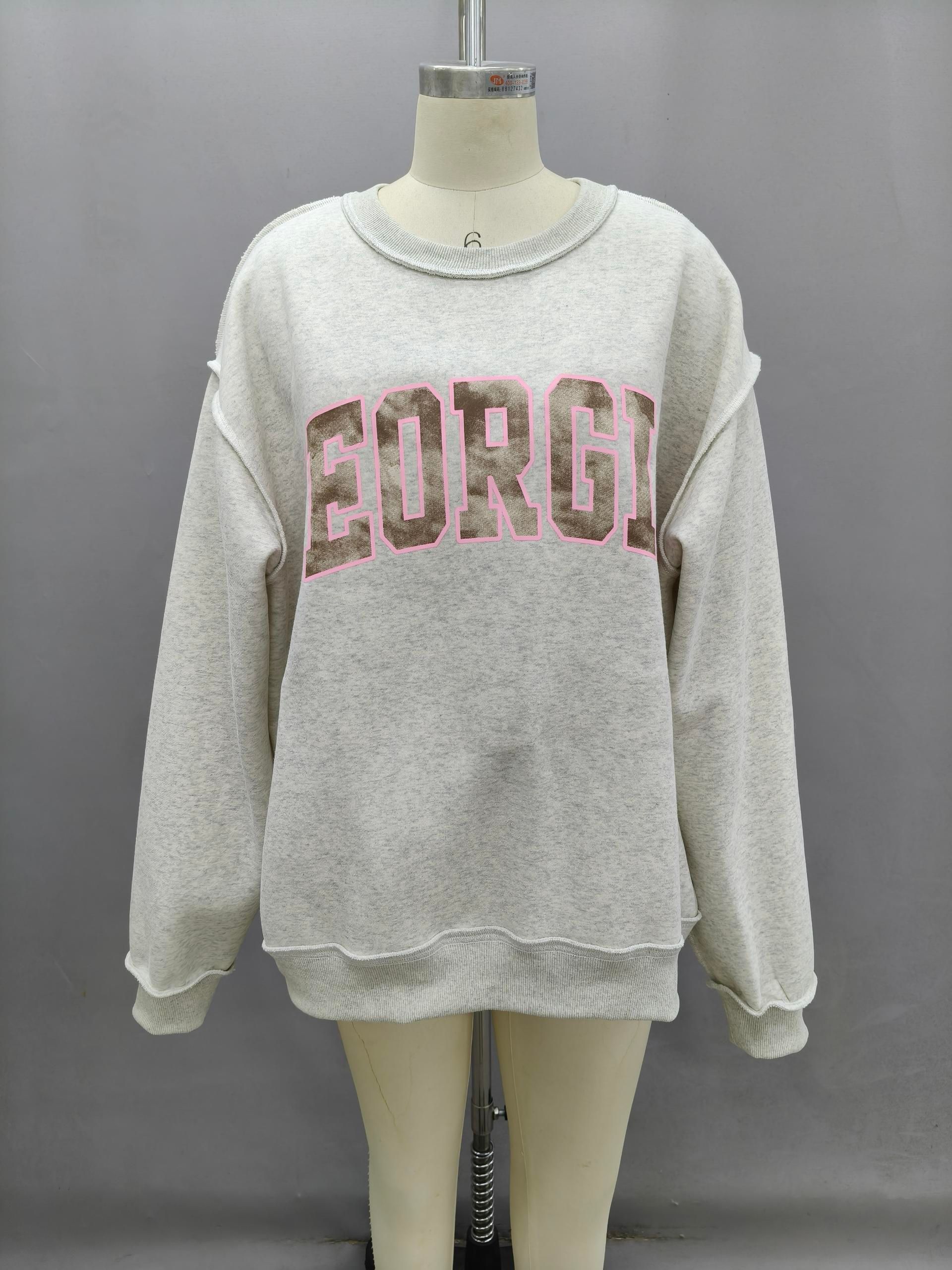 'GEORGIA' CAMO REVERSIBLE VARSITY FLEECE SWEATSHIRT, Contents:52%COTTON 48%POLYESTER